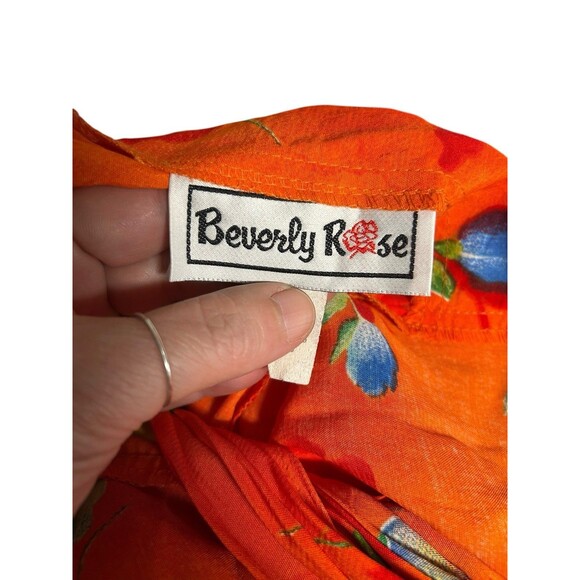 Vintage 1980s1970s Red‎ Flowy Floral Layered Long Maxi Capelet Chiffon Dress Lg - Picture 5 of 7